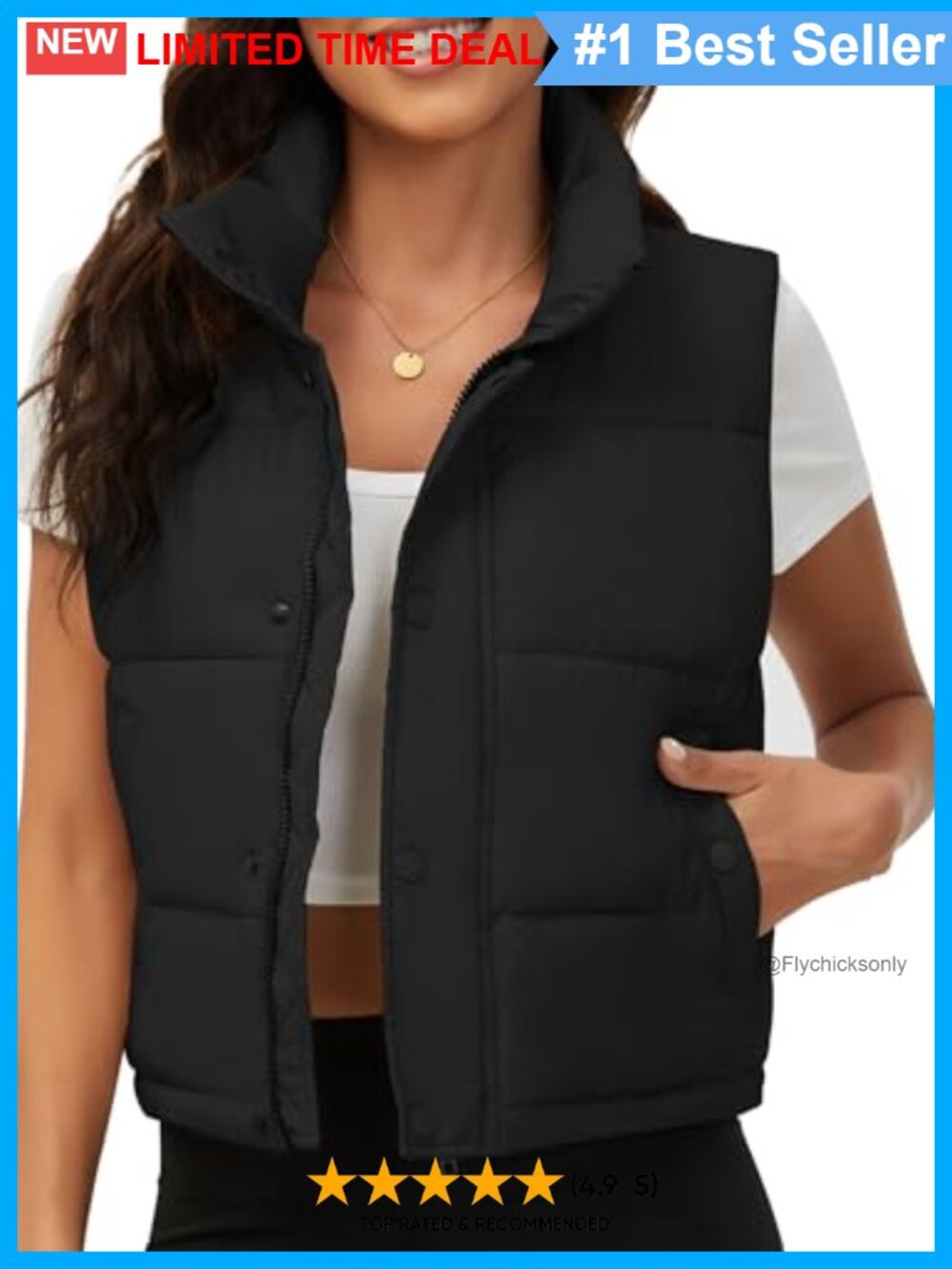 Fengbay Women's Cropped Puffer Vest Sleeveless Snap Quilted